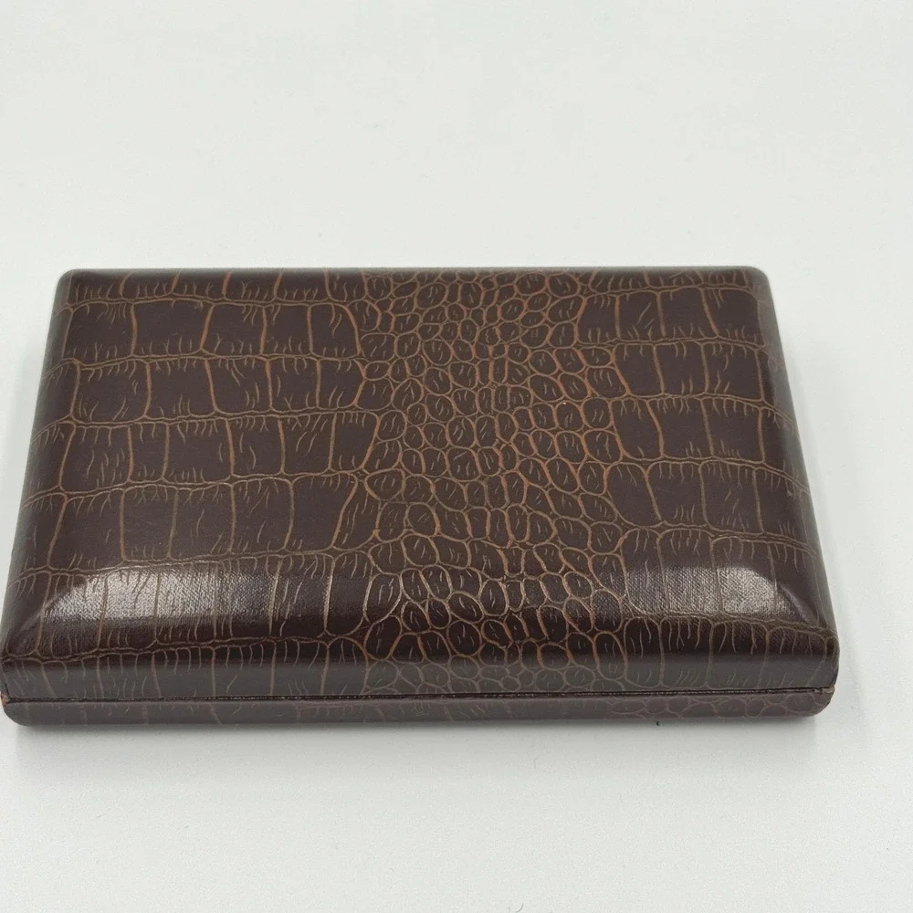 Vintage‎ Croc Style Jewelry Box Small Brown Hinged Case